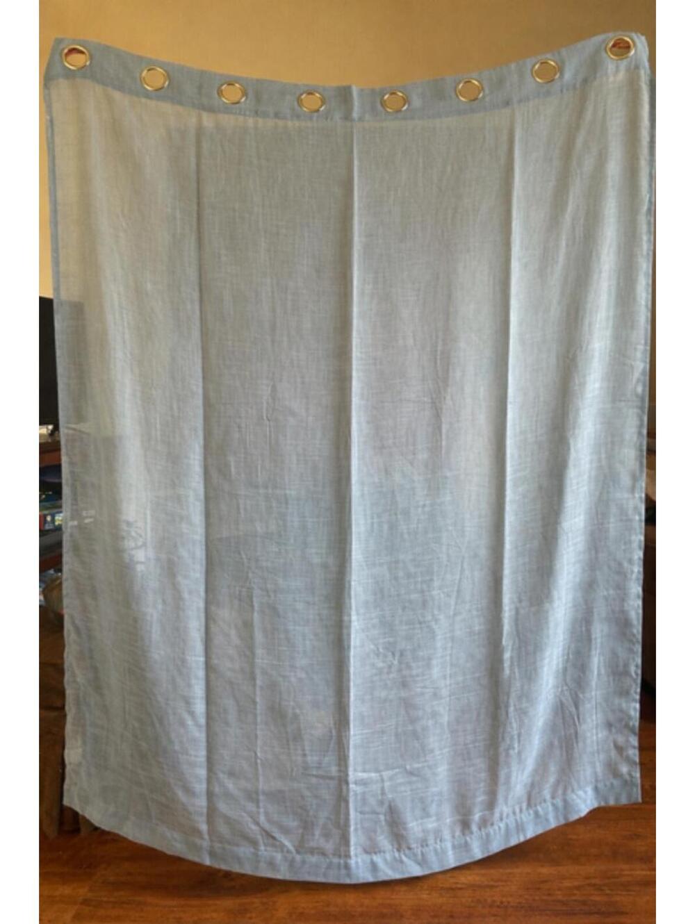 DWCN Light Blue Linen Curtain Panel with Silver Grommets Set of 4